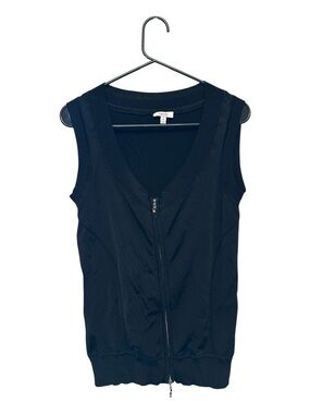 Y2K Era Cache Black Sleeveless Zip-Front Knit Tank/Vest Size Small